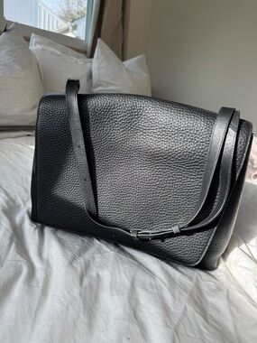 Dagne Dover Black Pebbled Leather Laptop Bag